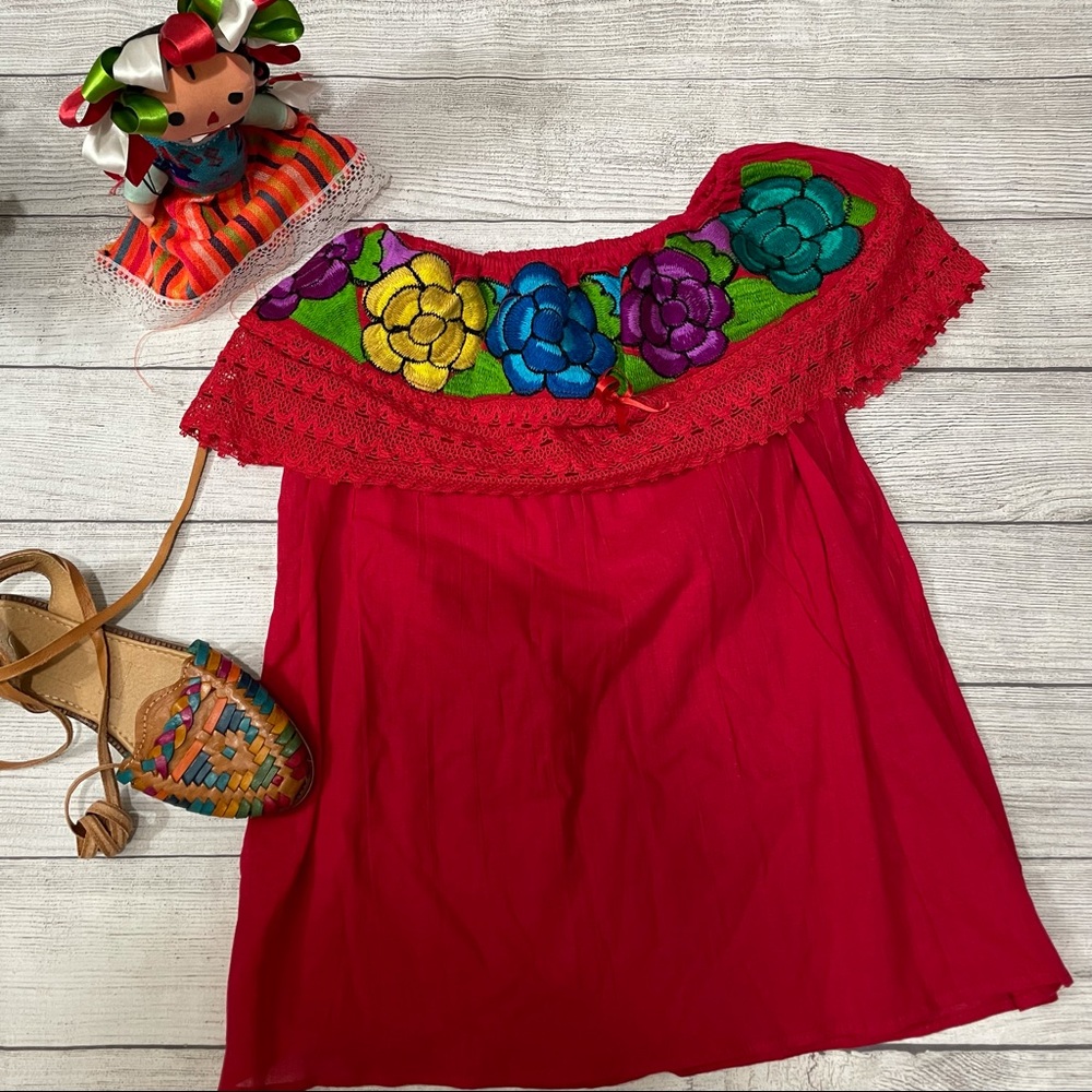 Handmade embroidered mexican blouse